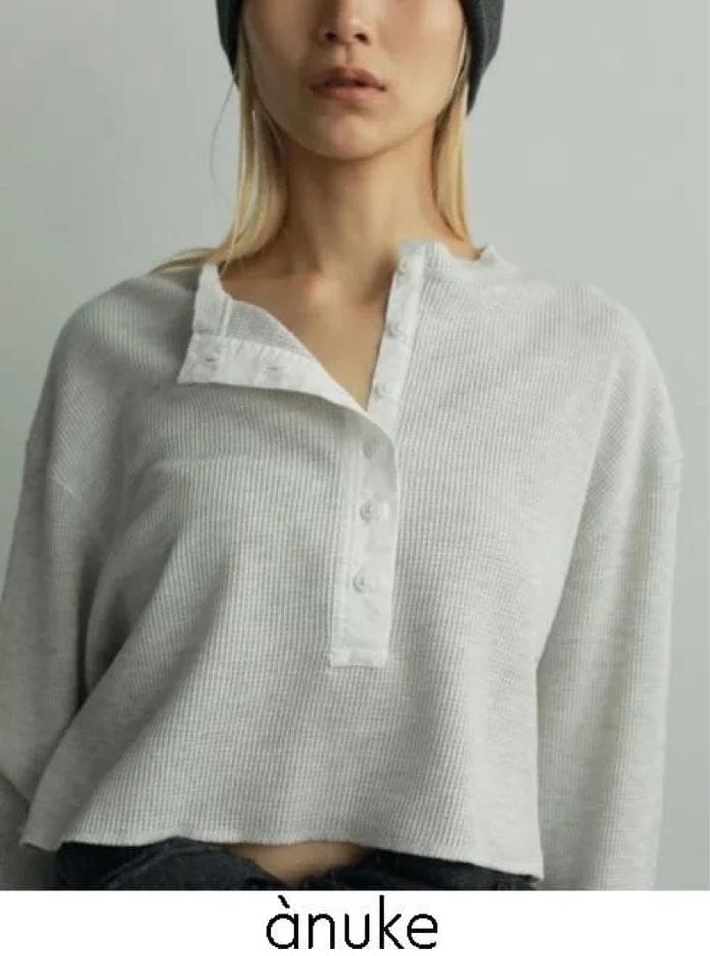 トップス anuke Waffle Henley Tops OML