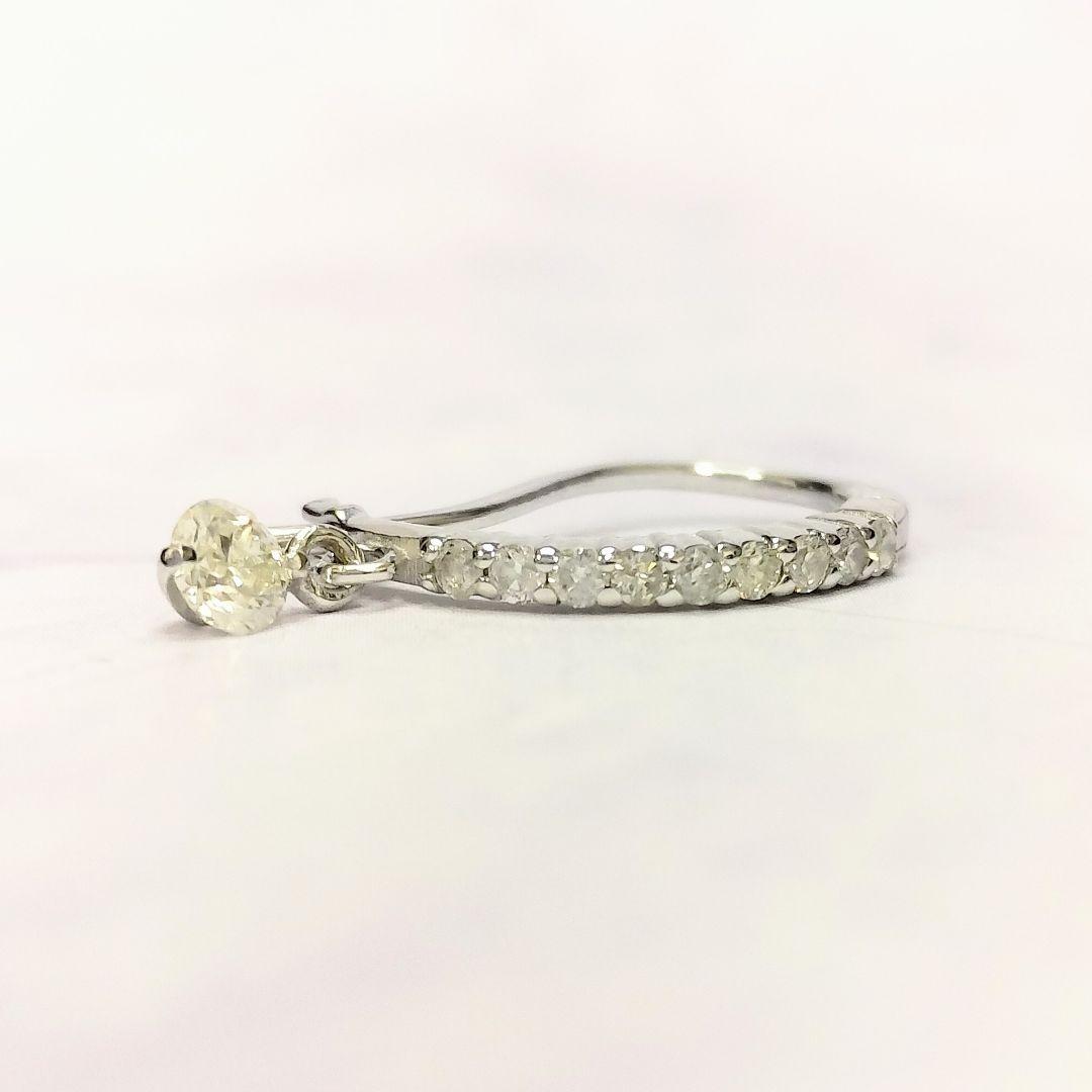 K18WG ダイヤモンドピアス ラインダイヤ シングルピアス フープ中折れ金具