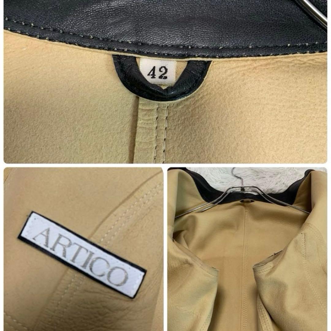 D77美品◆ARTICO【イタリア製/高級 羊革◆レザージャケット/ライダース】