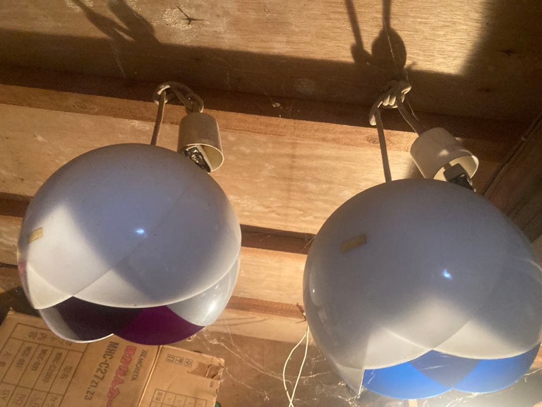 ３個！昭和レトロ レトロポップチューリップ型の電気傘 ライト。ナショナル。