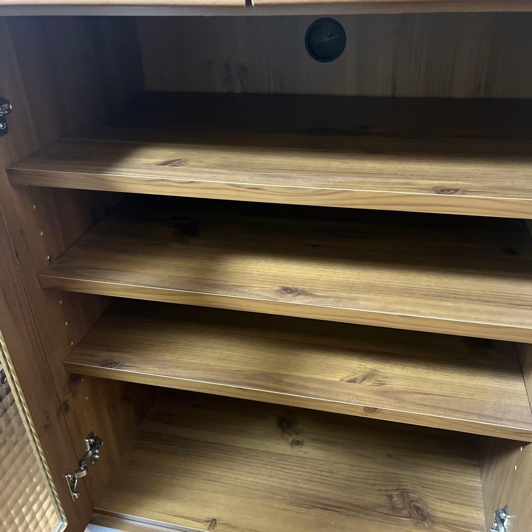 食器棚 木製 一人暮らし キッチン収納 ガラス かわいい おしゃれ アンティーク