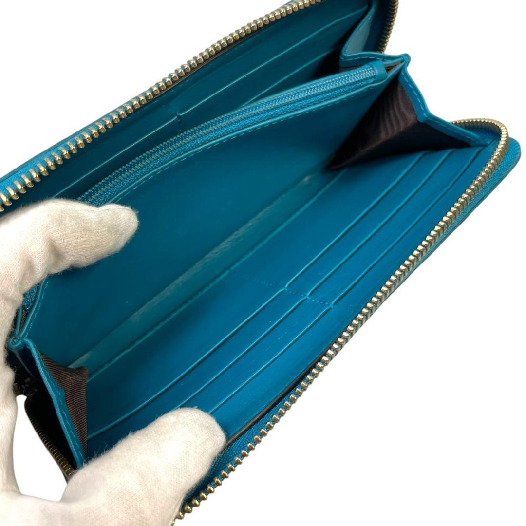 【美品 希少カラー】 GUCCI グッチ 長財布 マイクロシマ ラウンド