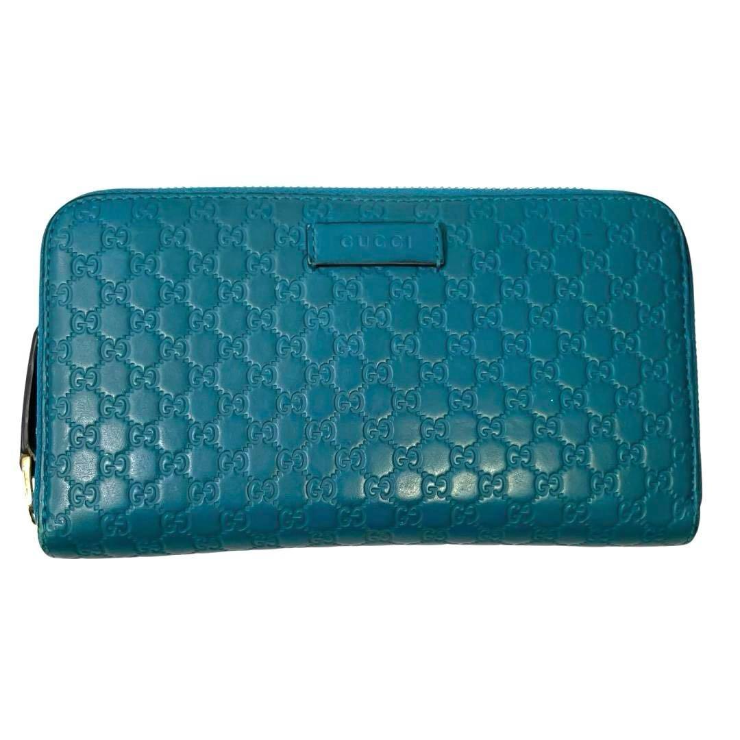 【美品 希少カラー】 GUCCI グッチ 長財布 マイクロシマ ラウンド