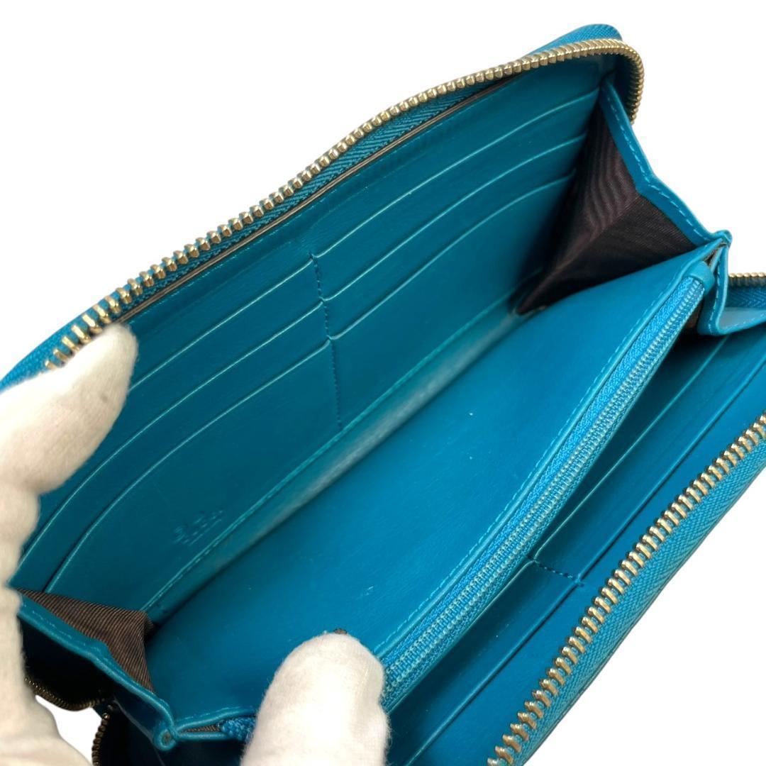 【美品 希少カラー】 GUCCI グッチ 長財布 マイクロシマ ラウンド