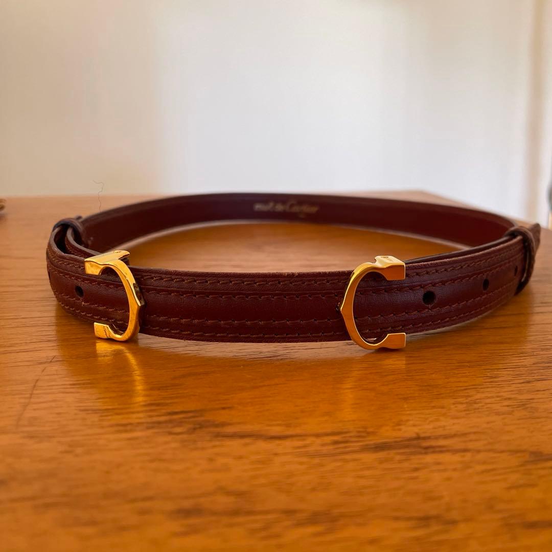 Cartier カルティエ マストライン ベルト レザー ワインレッド
