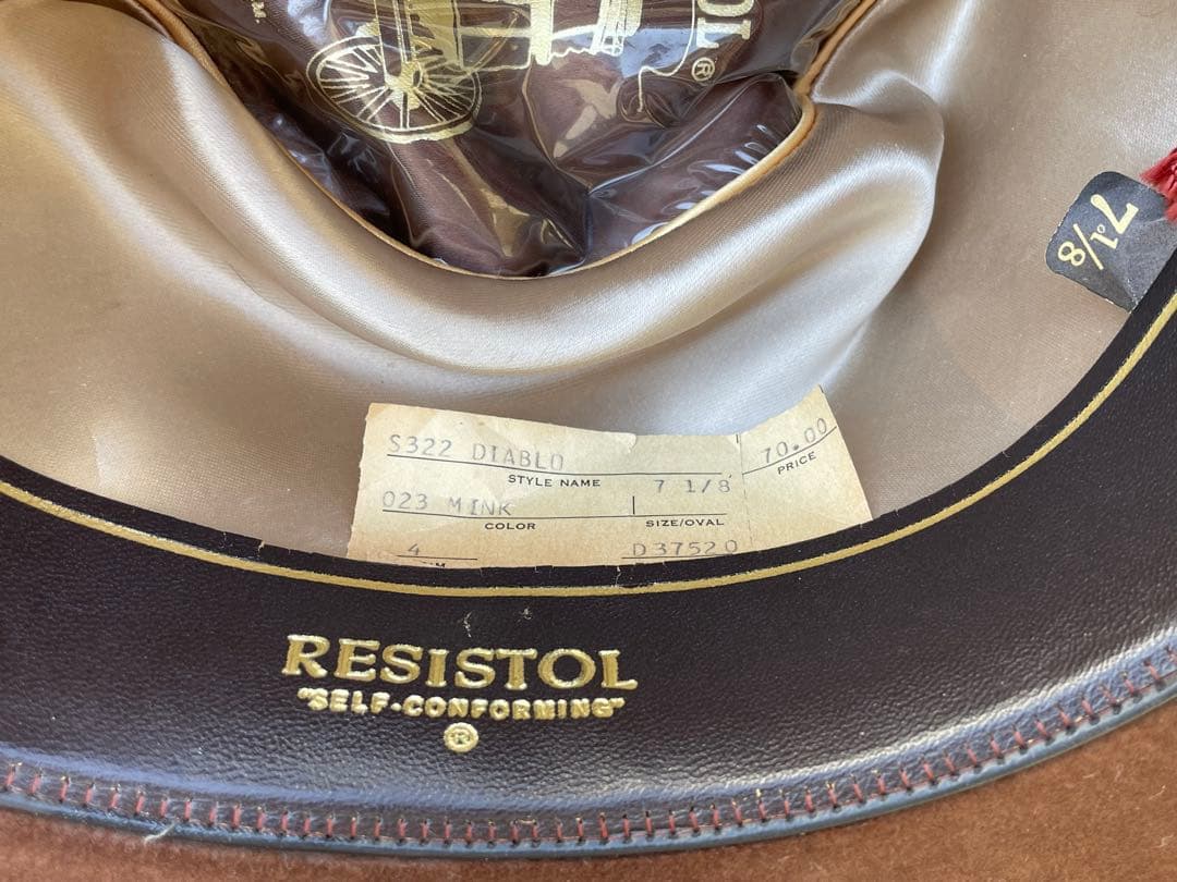 もっちResistol ビンテージハット　キャメルブラウン