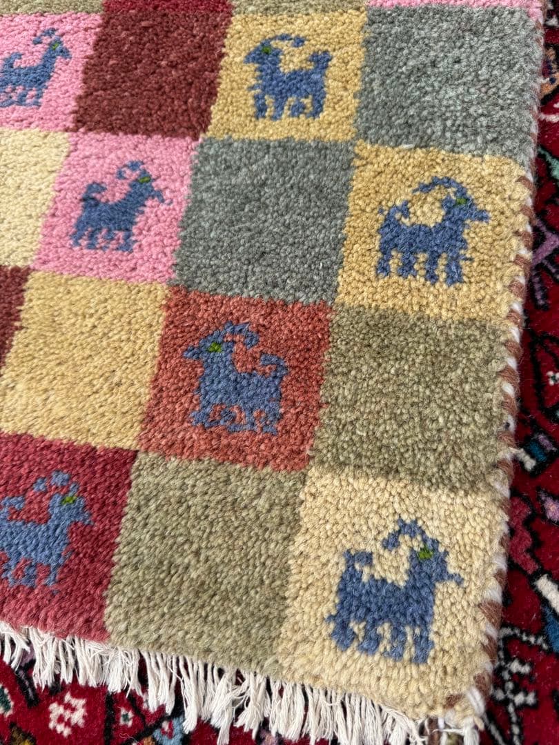 光*様 イラン製 手織りギャッベ 3枚セット 緑×ベージュ×赤 幸せの木 ウール