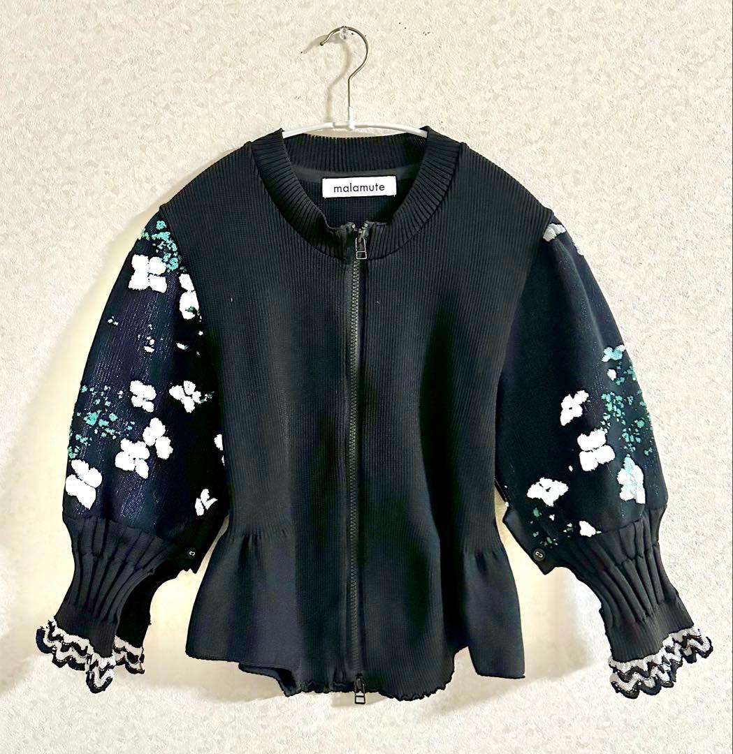 美品♡malamute マラミュート紫陽花モチーフ　ジャケット　黒