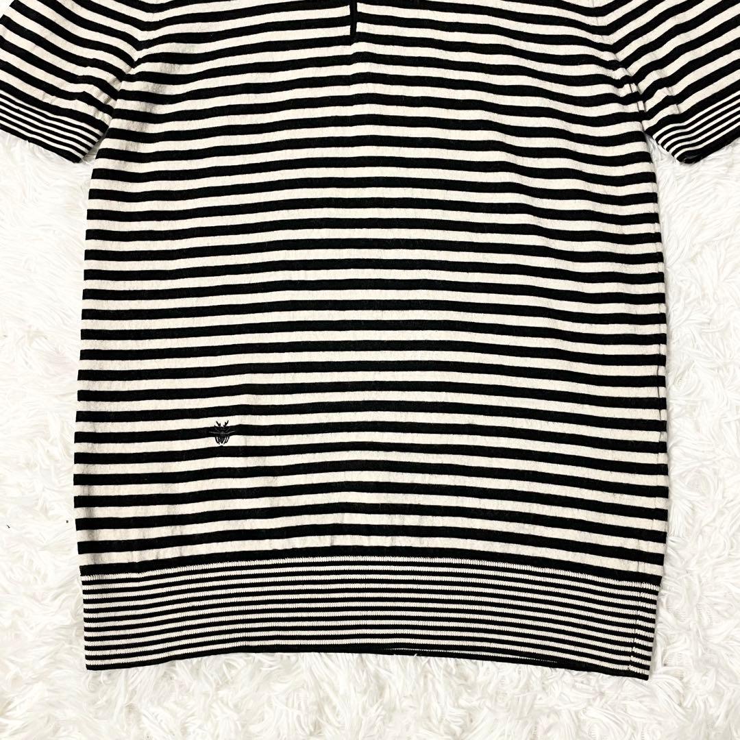【美品】Dior 18ss BEE刺繍入り ボーダー ニットポロシャツ S