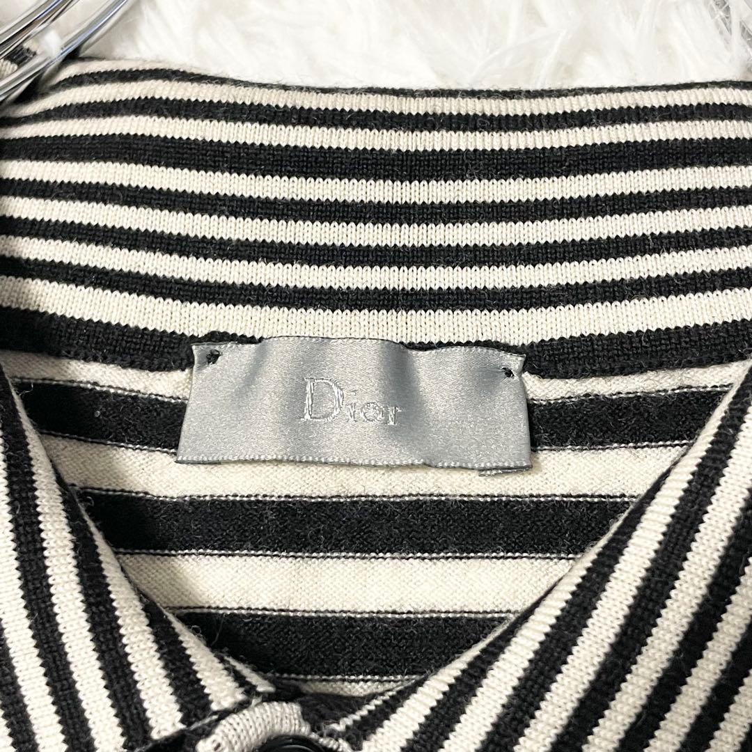 【美品】Dior 18ss BEE刺繍入り ボーダー ニットポロシャツ S