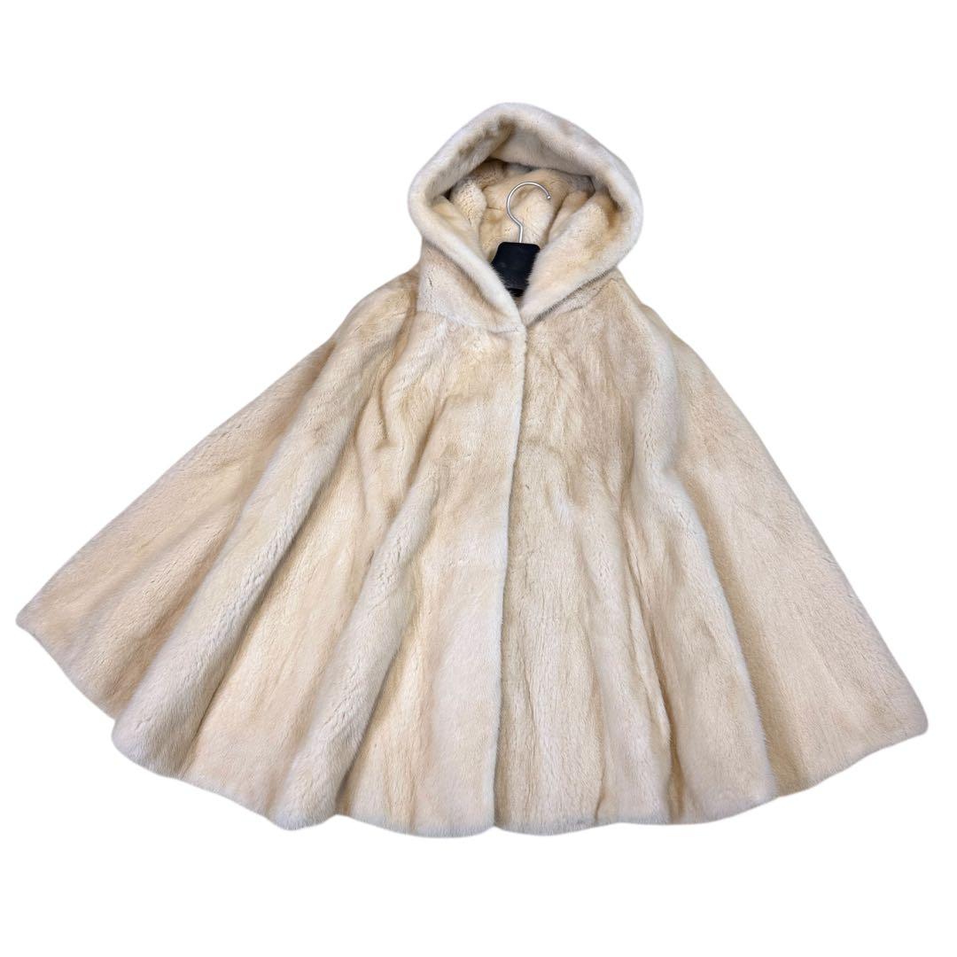 NORTH BEACH コペンハーゲン パールミンク フード付 ポンチョ 本毛皮