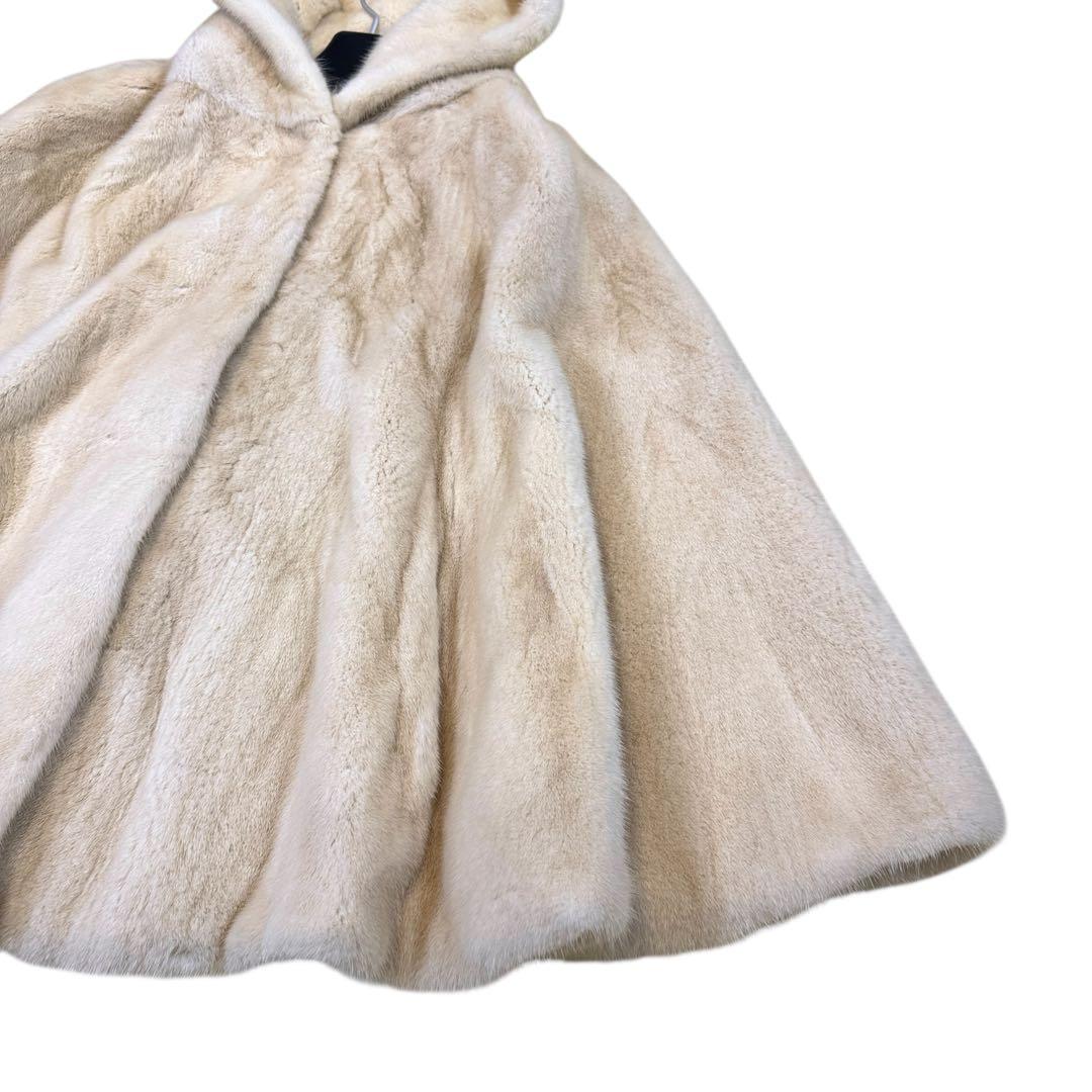 NORTH BEACH コペンハーゲン パールミンク フード付 ポンチョ 本毛皮