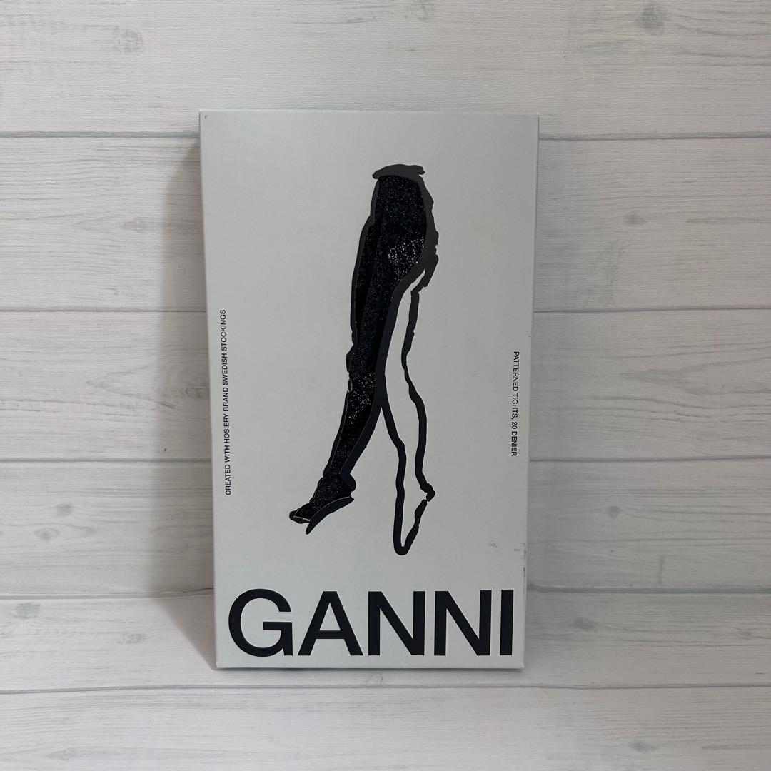 nn GANNI/ ガニー　ロゴ　ブラックラメタイツ