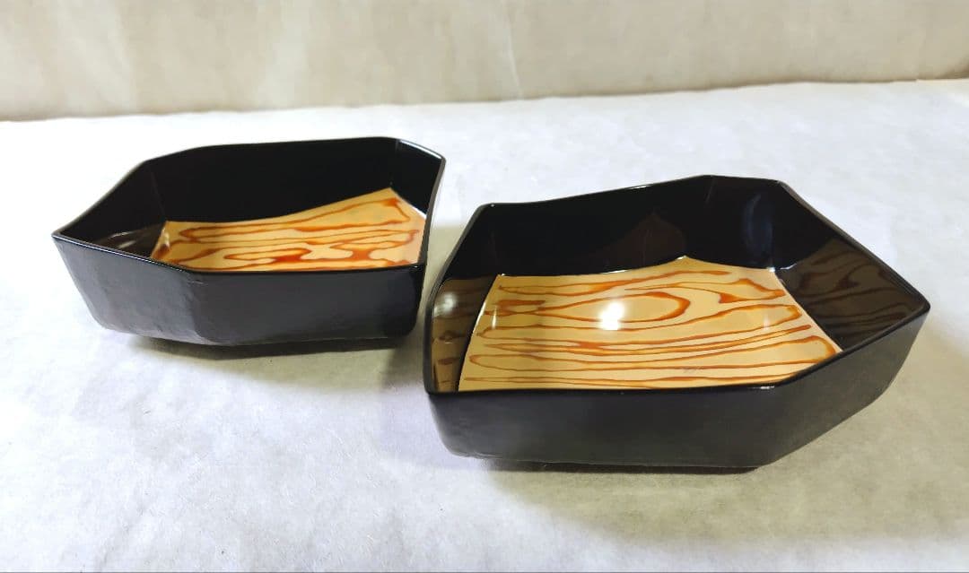 乾漆内堆漆菓子器 二点セット 未使用 新品同様
