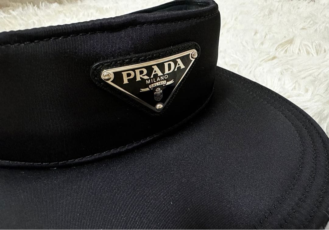 【美品】prada プラダ　サンバイザー　帽子　ブラック