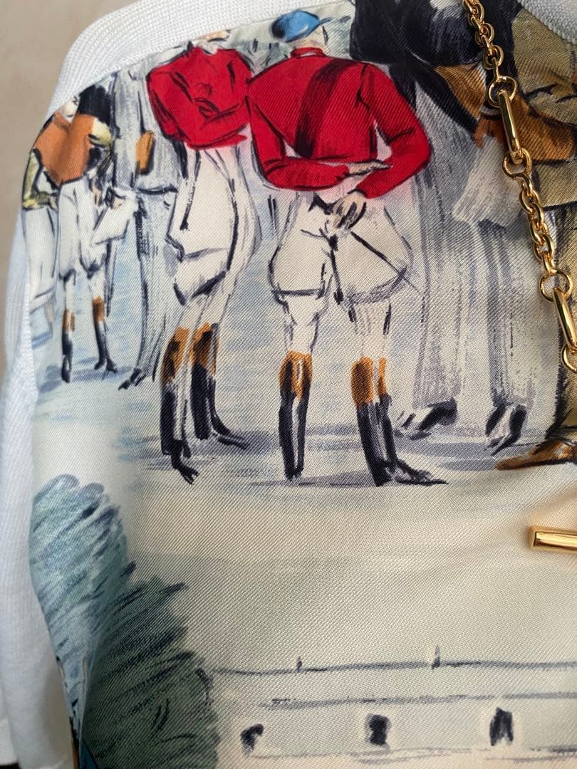 美品 エルメスHERMÈS シャンティイ CHANTILLY競馬場 シルクシャツ