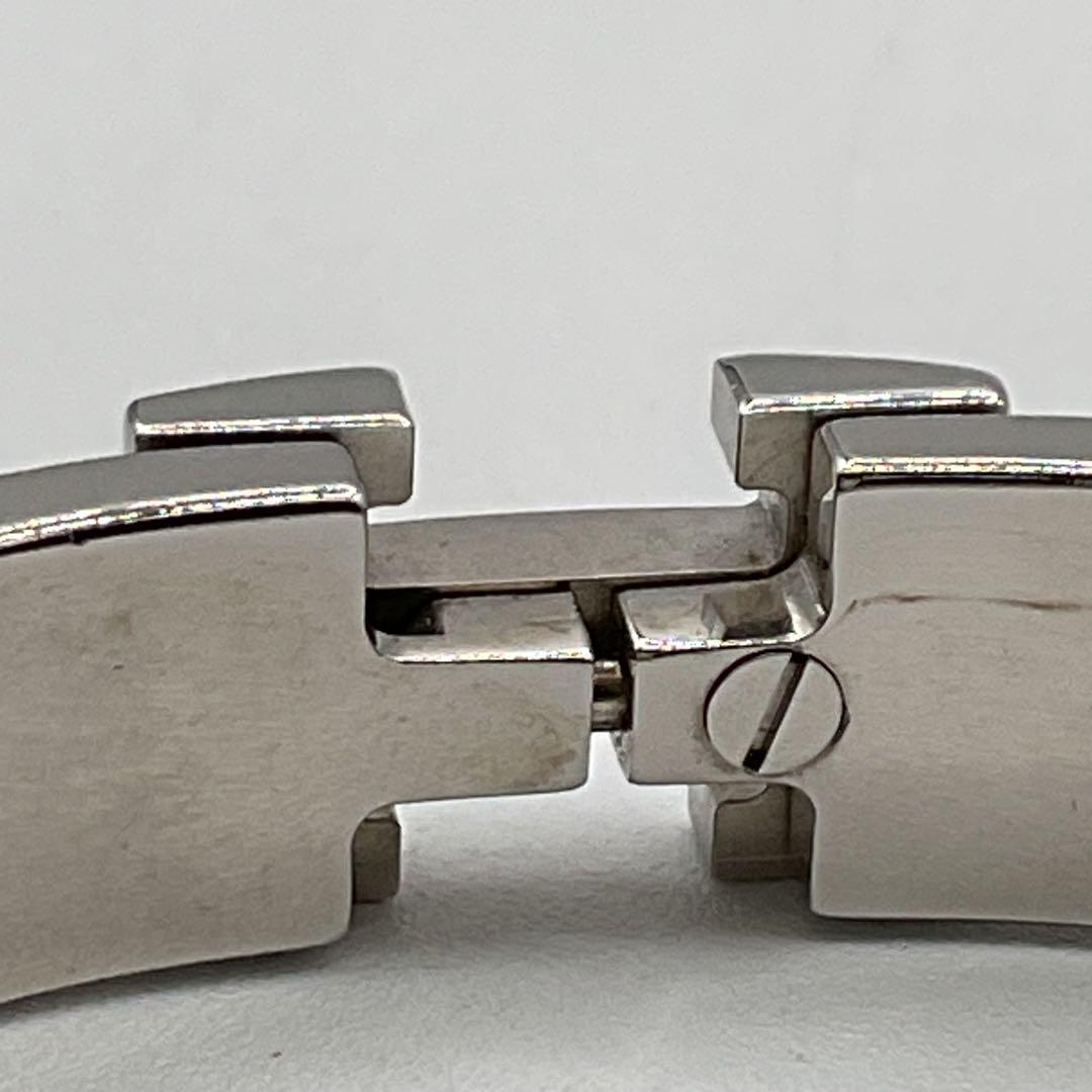 エルメス クイックH ブレスレット バングル オレンジ シルバー 箱付