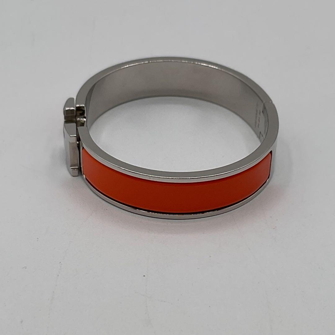 エルメス クイックH ブレスレット バングル オレンジ シルバー 箱付