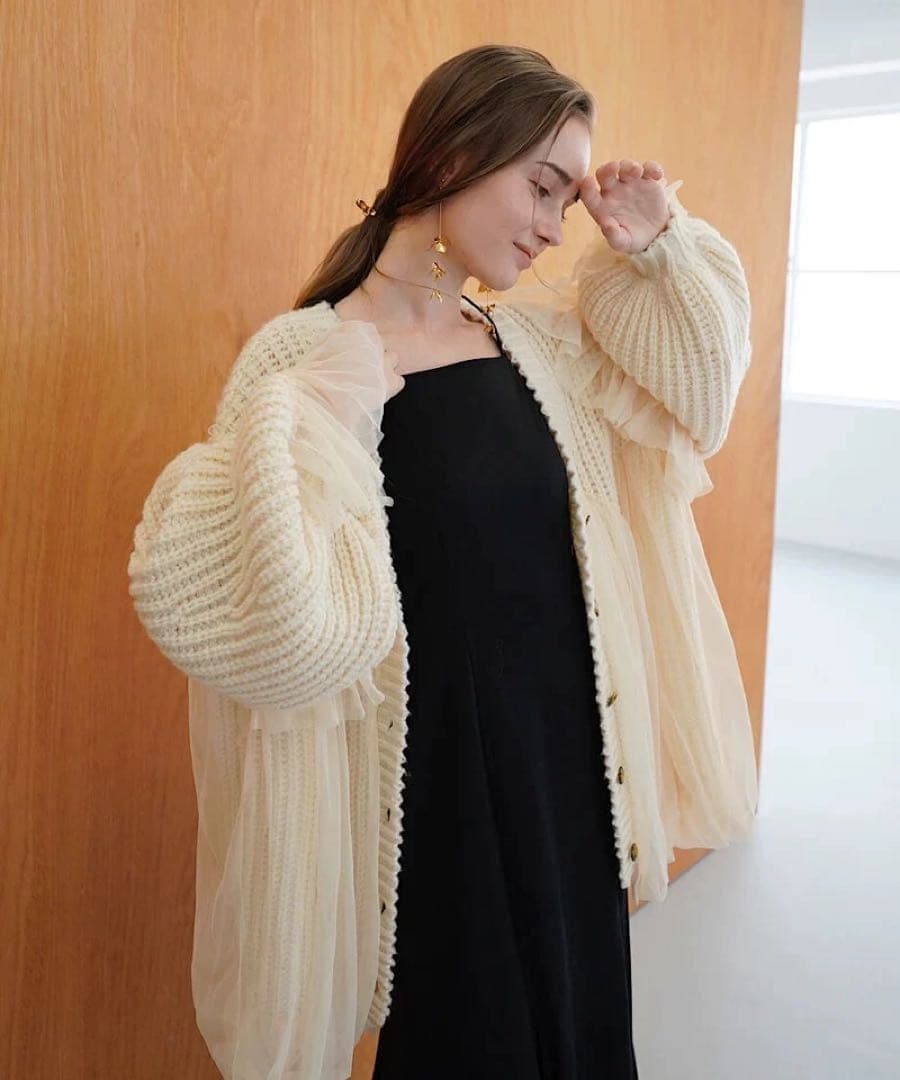 トップス Acka tulle knit cardigan