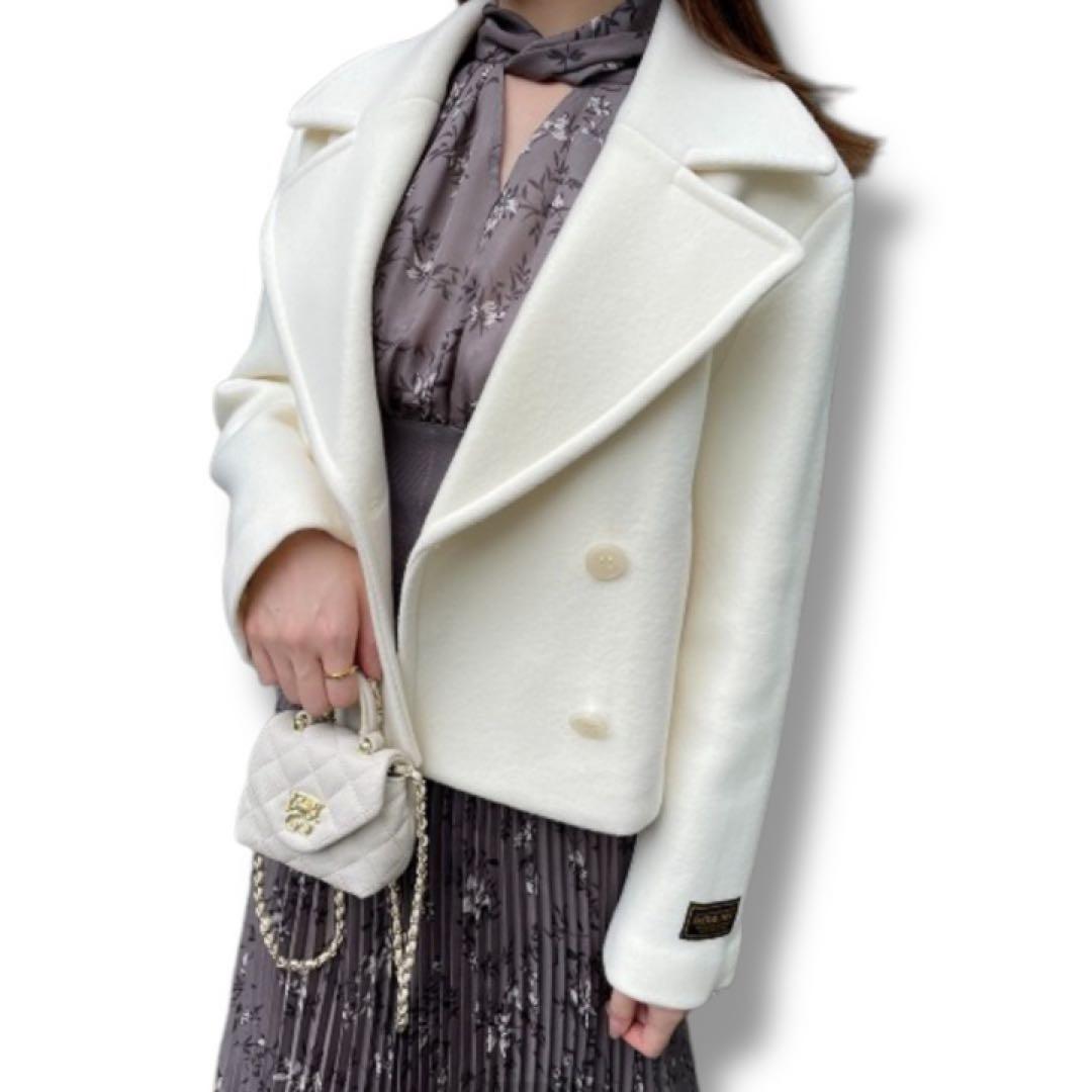 SNIDEL スナイデル　ウールショートＰコート　アイボリー　サイズ1 M相当