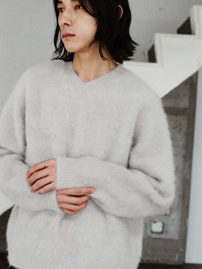 未使用品 LIDNM Fox Cashmere V Knit Size S