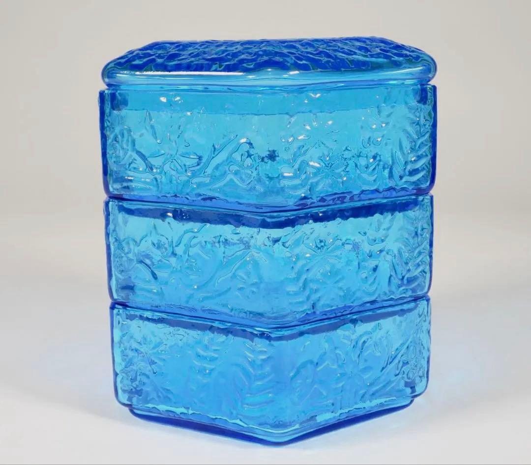 『江戸吹硝子　六角縁高』『清昌堂やました謹製』三段重箱 茶道具