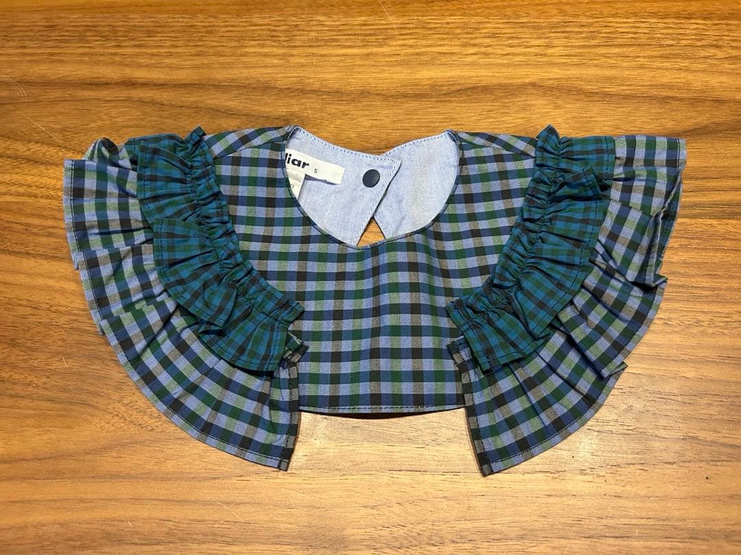 familiar チェック柄 つけ襟 S グリーン