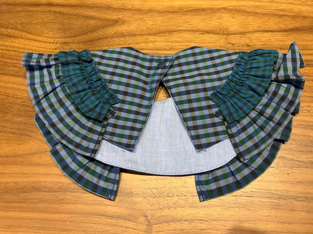 familiar チェック柄 つけ襟 S グリーン