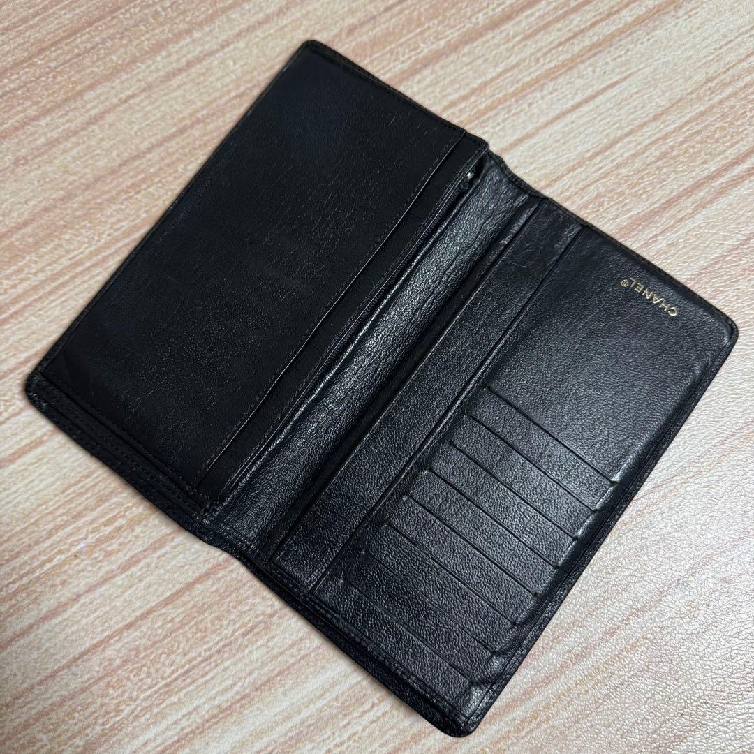 CHANEL ブラック レザー 長財布 ココマーク ジャンク