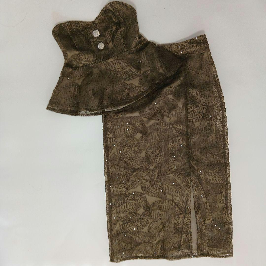 美品 Leja スパンコール ビジューボタンセットアップ ワンピース ドレス