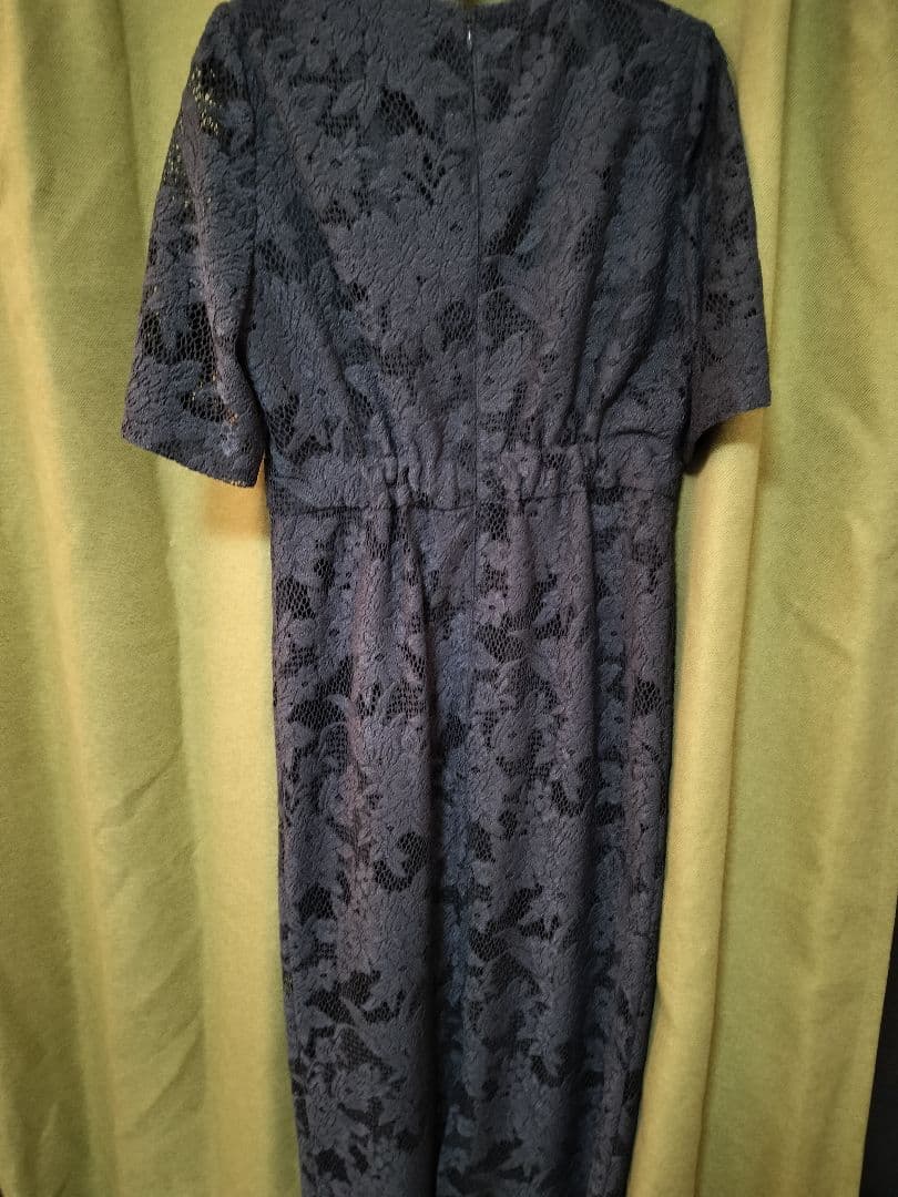 【試着のみ】AIMERエメ ジャカードレース袖付きタイトミモレ丈パーティドレス