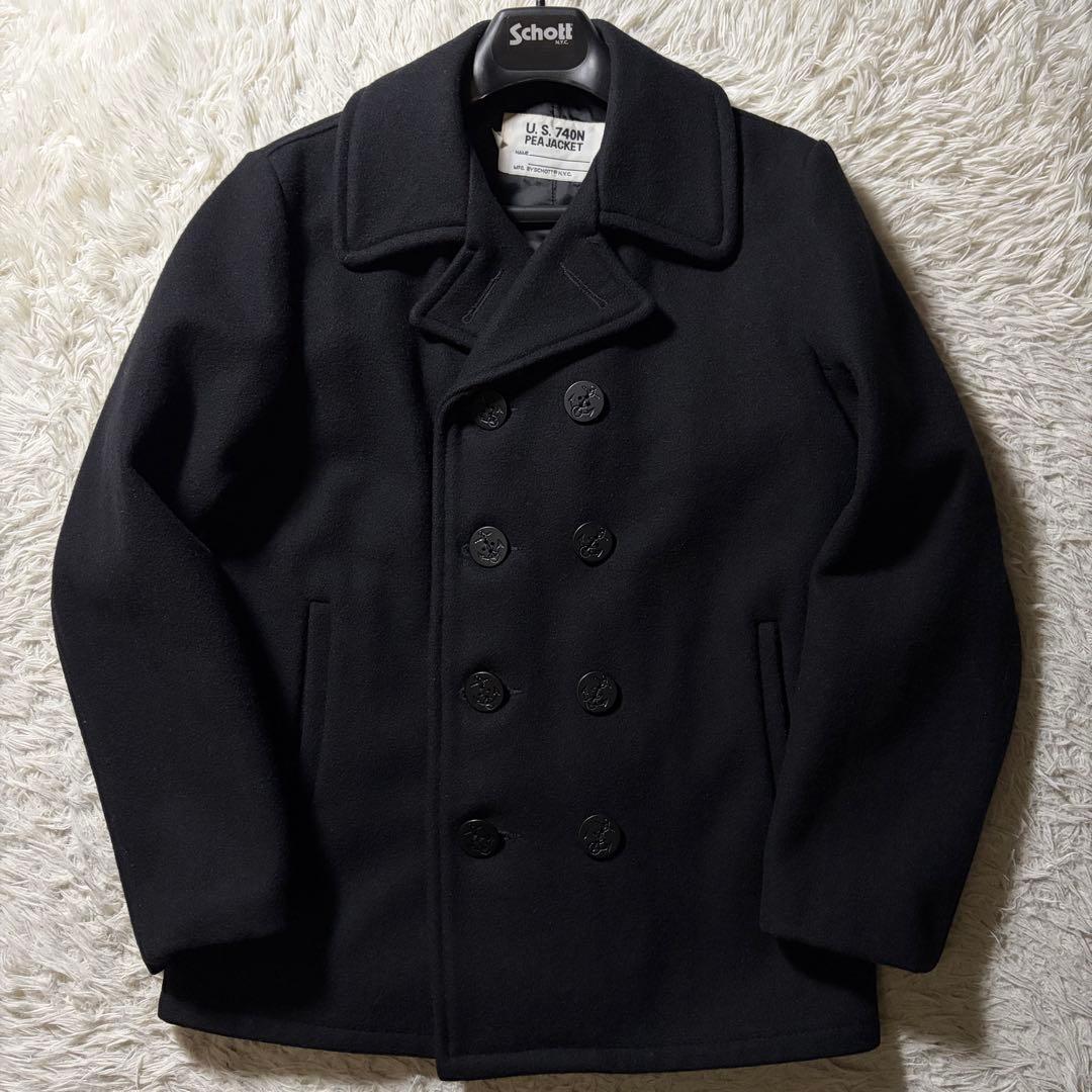 美品■schott ピーコート　753US ネイビー USA製　40
