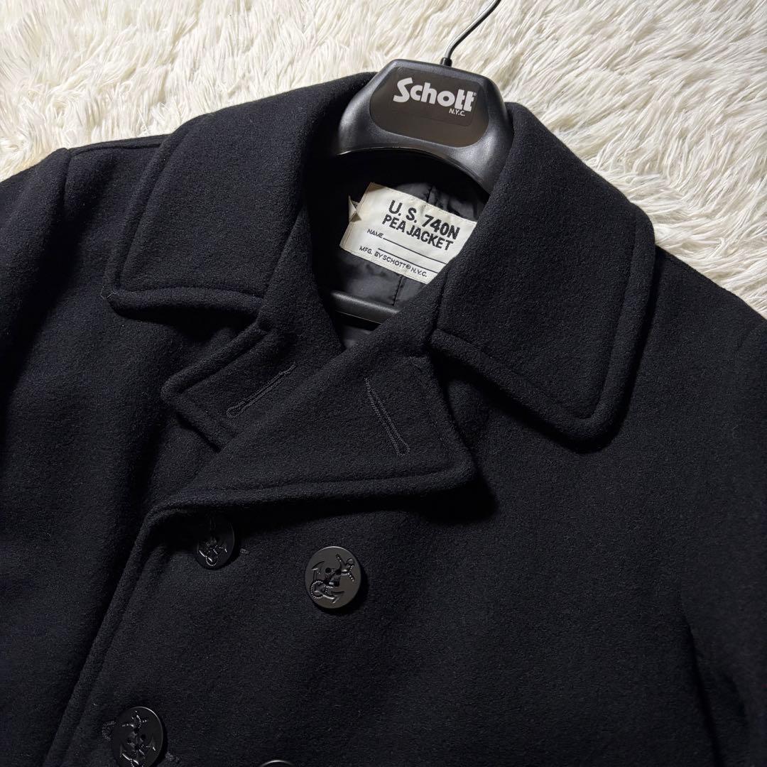 美品■schott ピーコート　753US ネイビー USA製　40