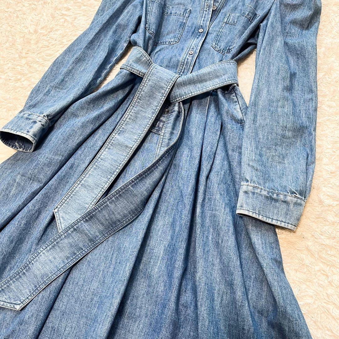 マックスマーラ LUANA デニムシャツワンピース マキシ丈 ベルト付 40