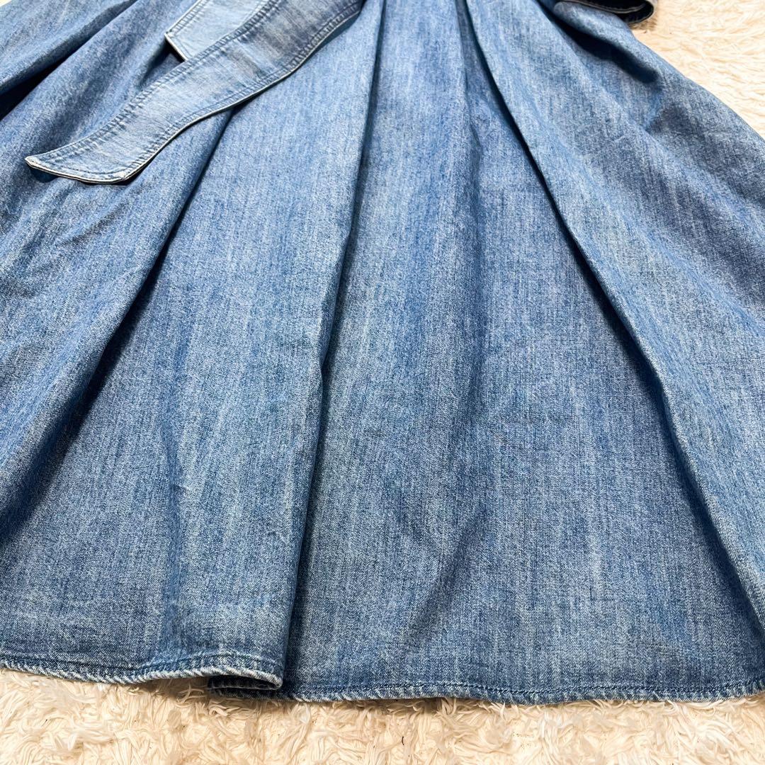 マックスマーラ LUANA デニムシャツワンピース マキシ丈 ベルト付 40