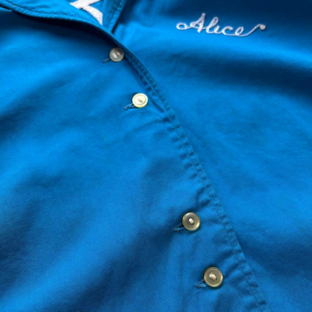 ヒルトン　ボーリングシャツ　半袖シャツ　ブルー　ヴィンテージ　古着　サイズ34