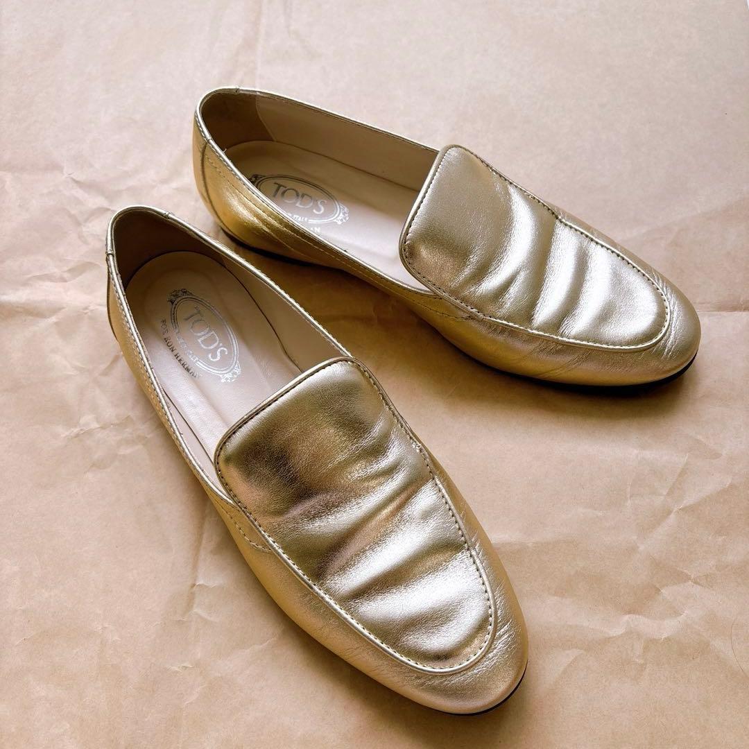 【辺見えみりさん着用】TOD'Sロンハーマン24cmコラボローファー37ゴールド