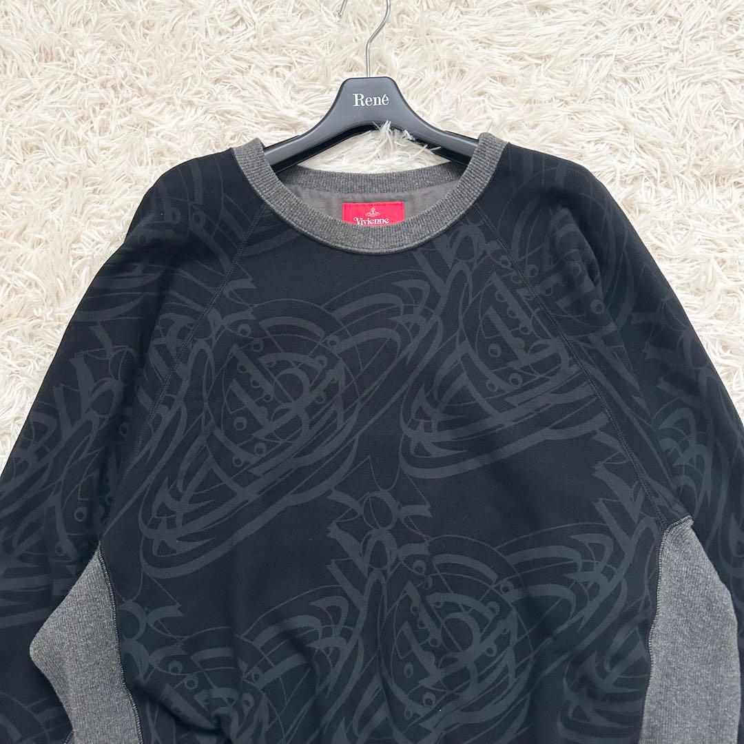 ヴィヴィアンウエストウッド オーブ総柄 スエット ドルマンスリーブ 黒 XS