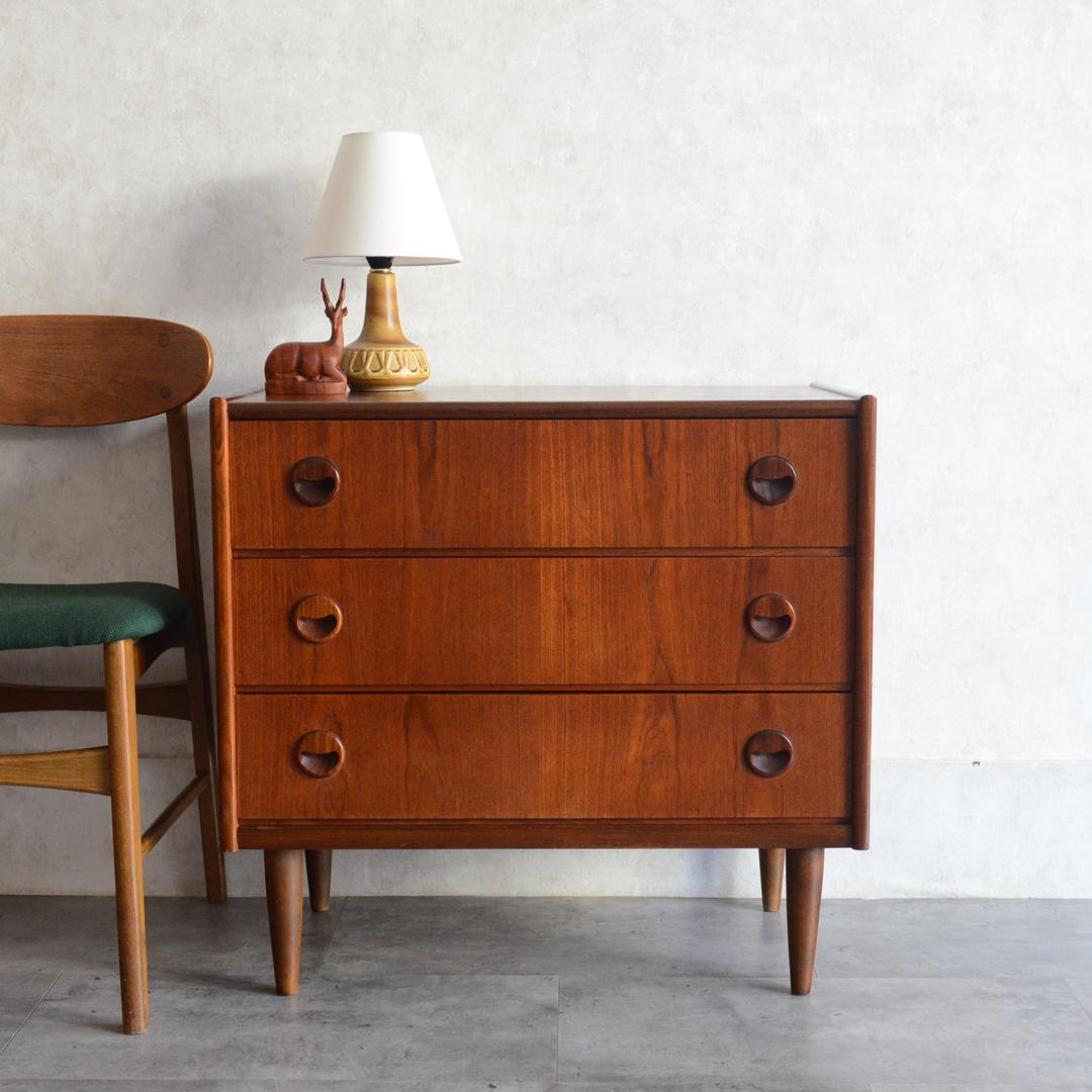 ミルメルシィ　 デンマーク チーク３段チェスト 北欧家具 北欧デザイン