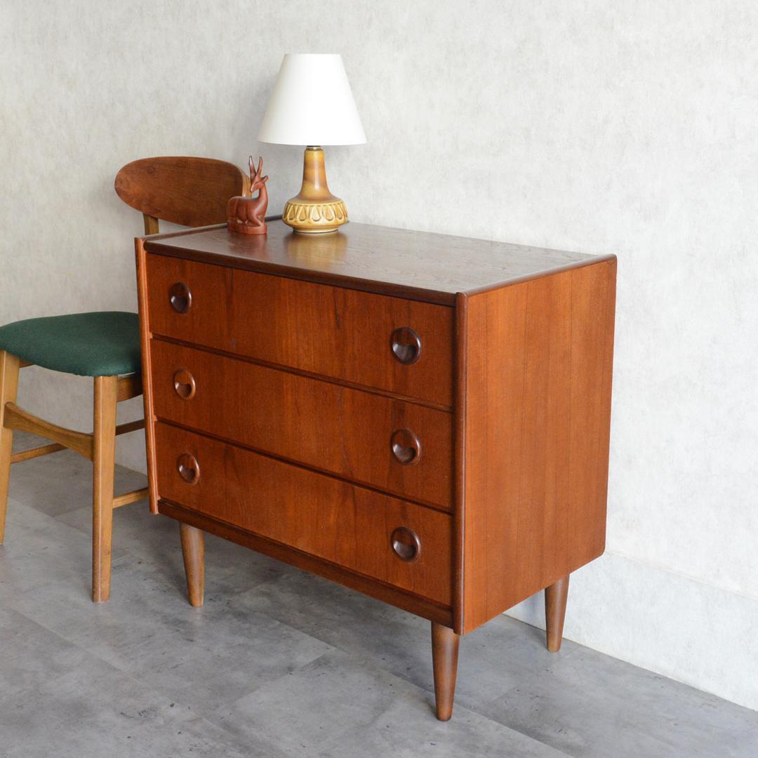 ミルメルシィ　 デンマーク チーク３段チェスト 北欧家具 北欧デザイン