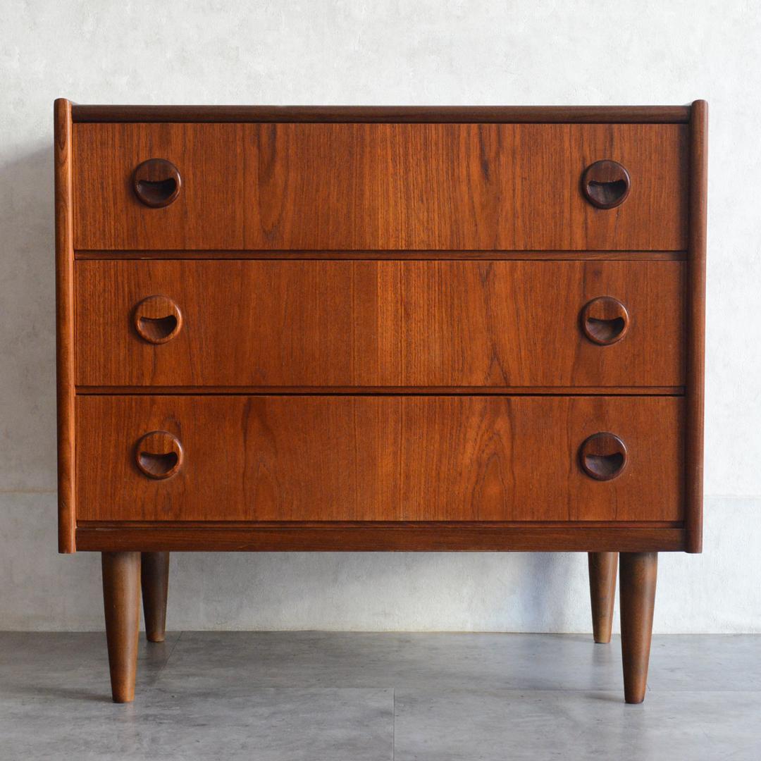 ミルメルシィ　 デンマーク チーク３段チェスト 北欧家具 北欧デザイン