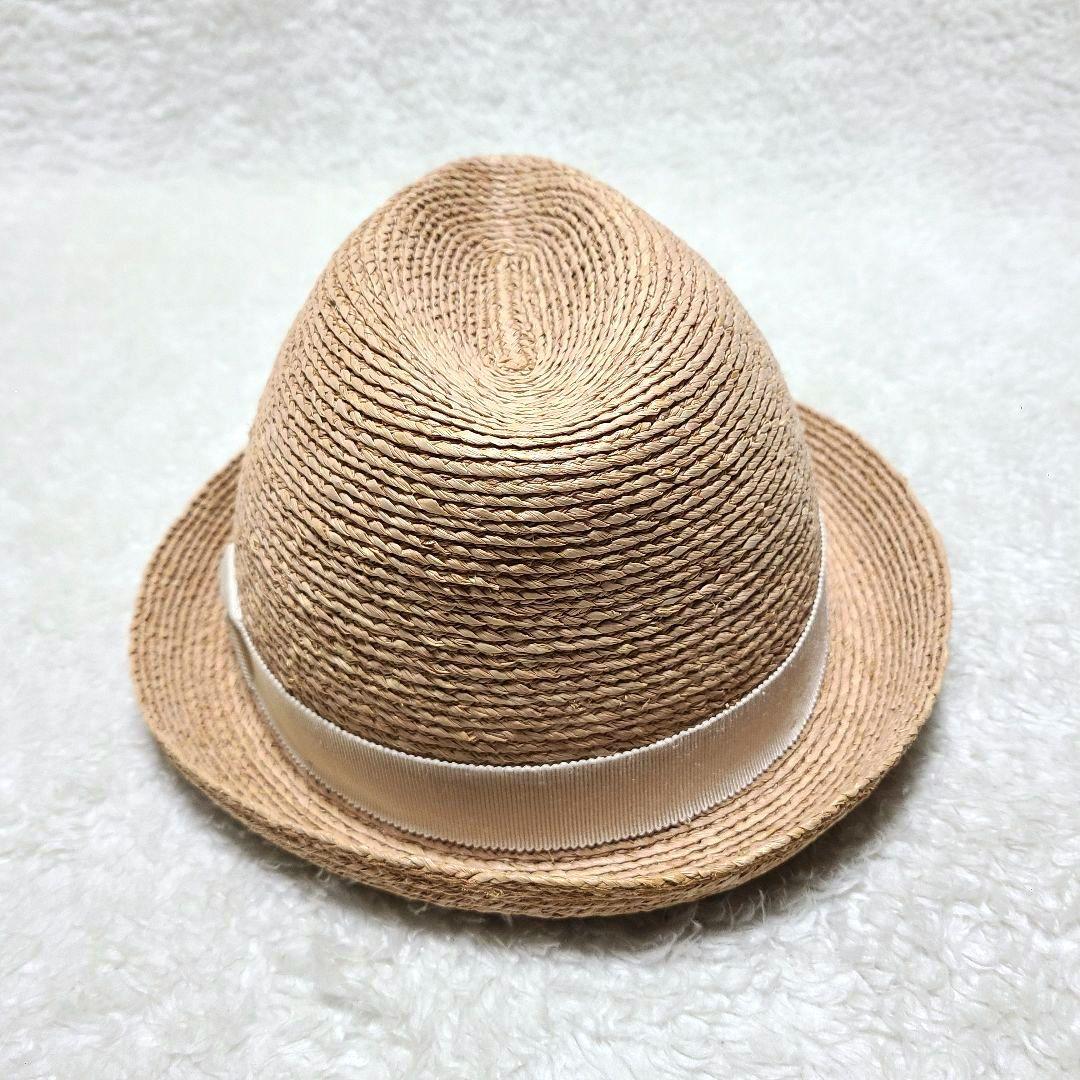 【人気】　ヘレンカミンスキー　ハット　中折れ帽　ラフィア　麦わら帽子　リーフ金具
