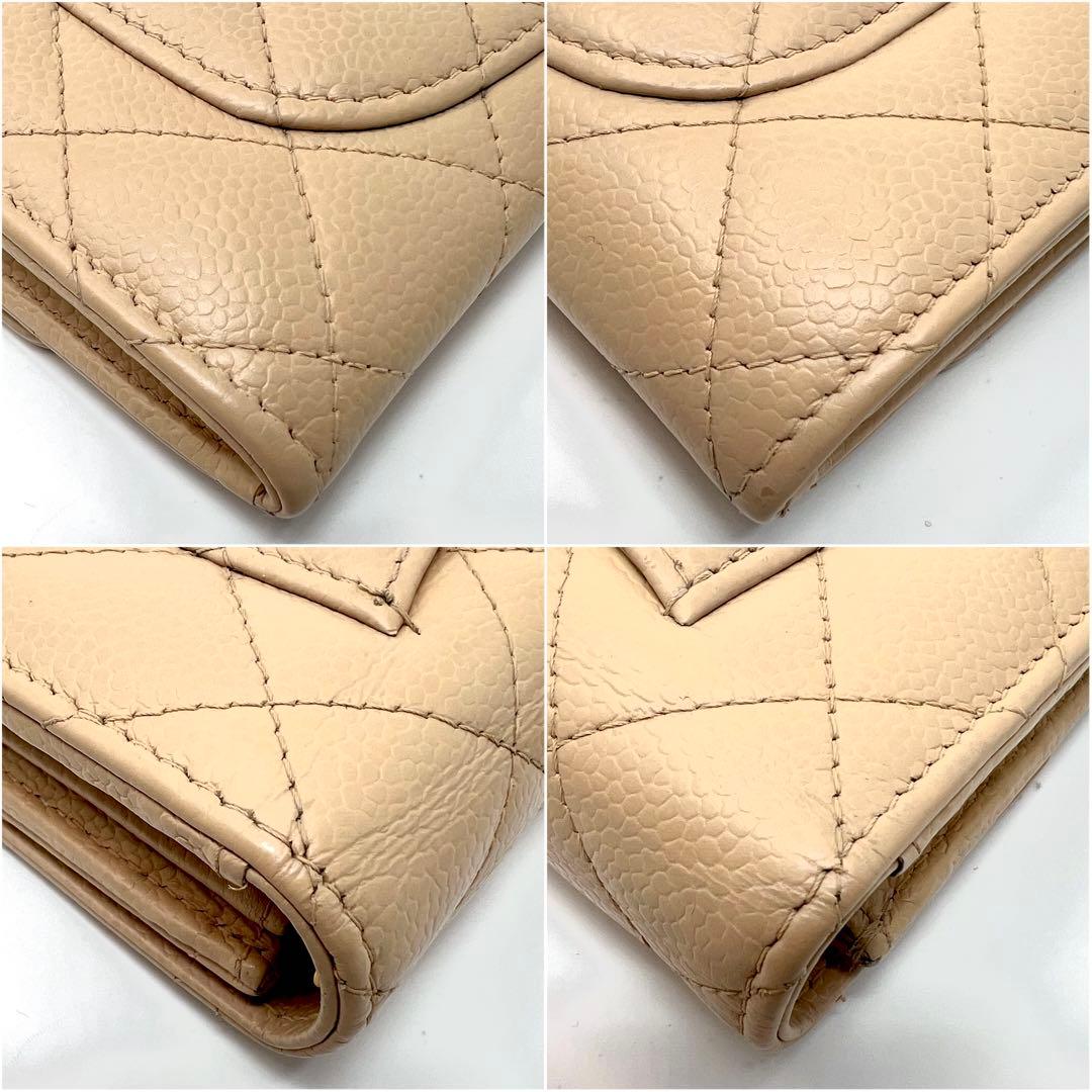 CHANEL シャネル キャビアスキン マトラッセ ロングフラップウォレット