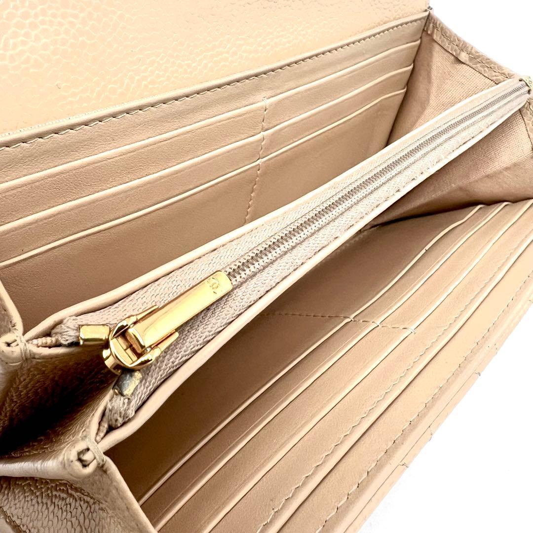 CHANEL シャネル キャビアスキン マトラッセ ロングフラップウォレット