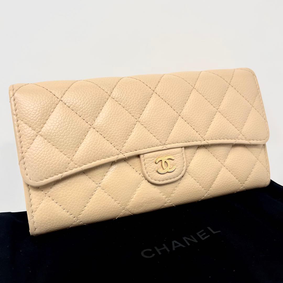 CHANEL シャネル キャビアスキン マトラッセ ロングフラップウォレット
