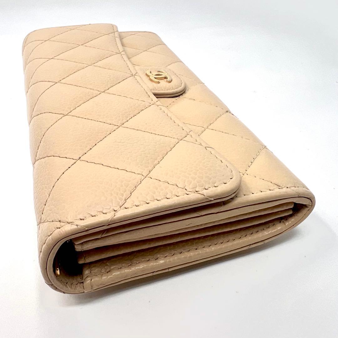 CHANEL シャネル キャビアスキン マトラッセ ロングフラップウォレット