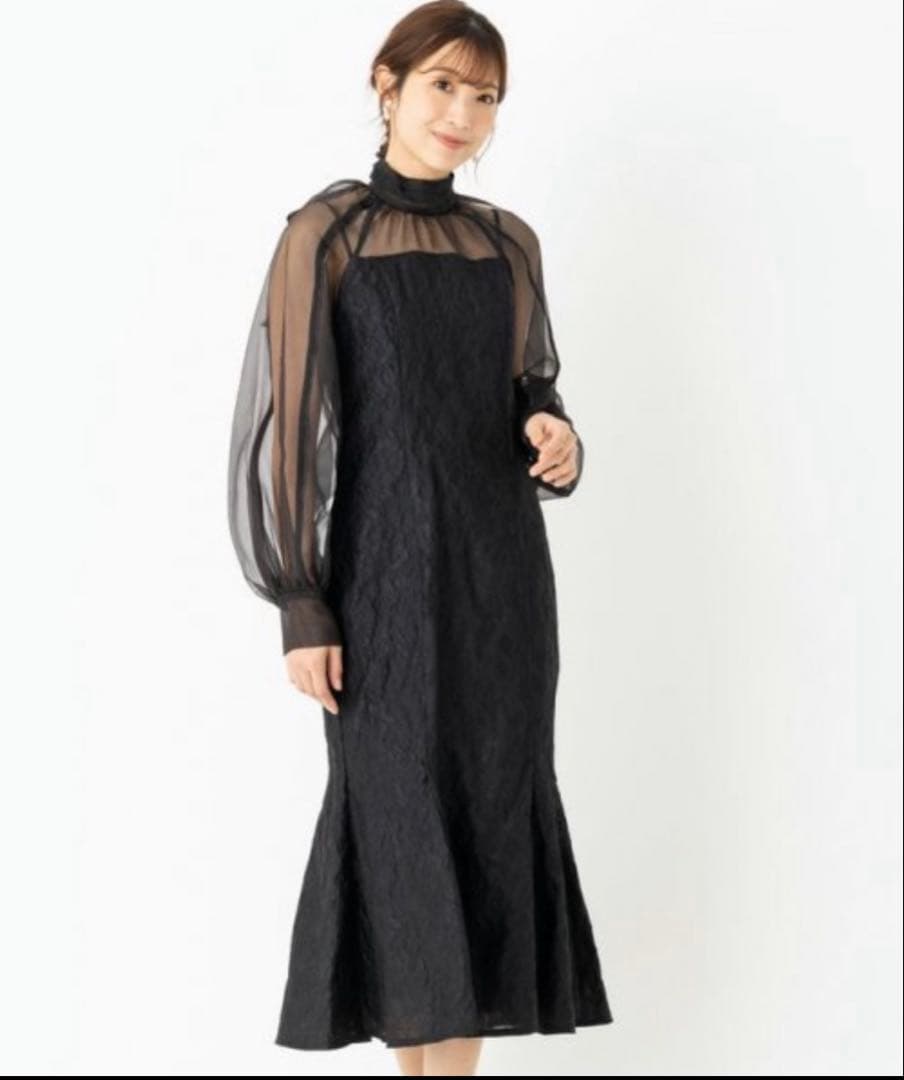 FRAY I.D グロッシーレースジャガードマーメイドワンピース