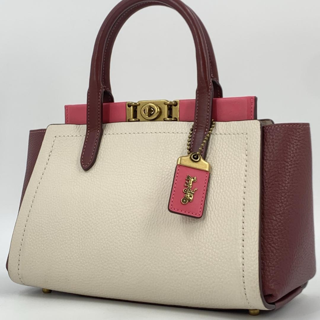 コーチ トループ キャリーオール 2way ハンドバッグ 本革 バイカラー