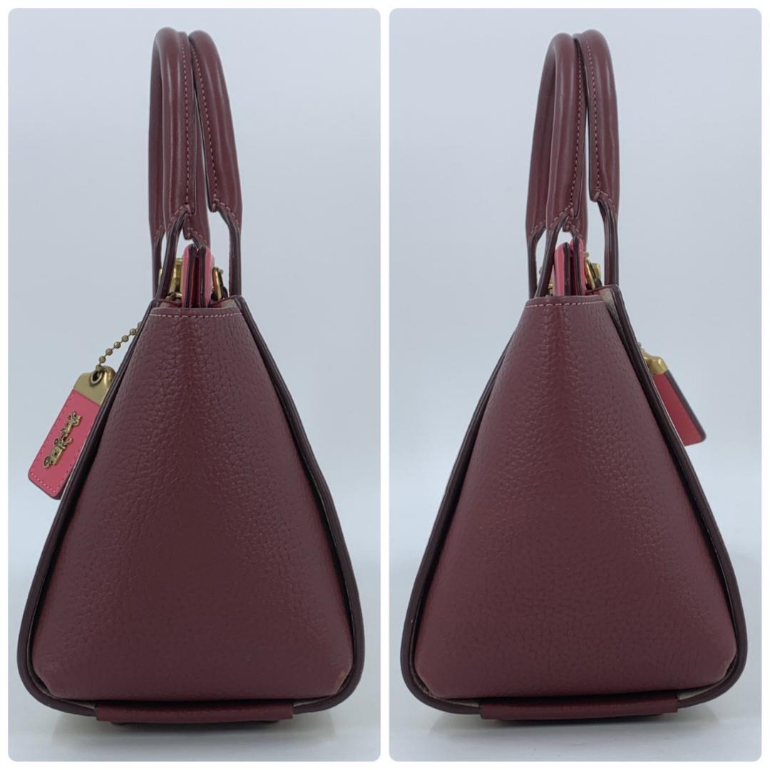 コーチ トループ キャリーオール 2way ハンドバッグ 本革 バイカラー