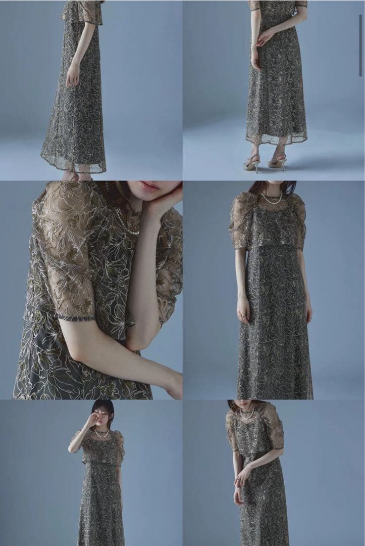 刺繍レースレイヤードドレス niana etoll